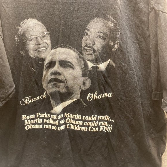 TALHA USA Men Black 3xl OBAMA ROSA PARKS MARTIN LUTHER JR Logo TSHIRT Crew Neck - Picture 2 of 6